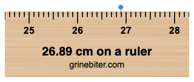 26.89 cm on a ruler Where is 26.89 centimeters on a ruler
