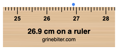 26.9 cm on a ruler Where is 26.9 centimeters on a ruler