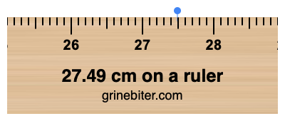 27.49 cm on a ruler Where is 27.49 centimeters on a ruler