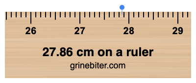 27.86 cm on a ruler Where is 27.86 centimeters on a ruler