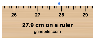 27.9 cm on a ruler Where is 27.9 centimeters on a ruler