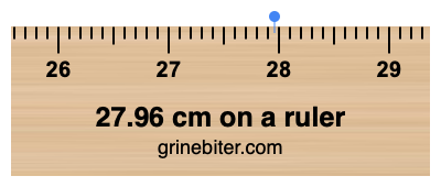 27.96 cm on a ruler Where is 27.96 centimeters on a ruler