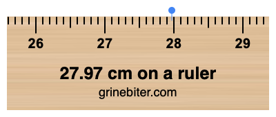 27.97 cm on a ruler Where is 27.97 centimeters on a ruler