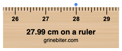 27.99 cm on a ruler Where is 27.99 centimeters on a ruler