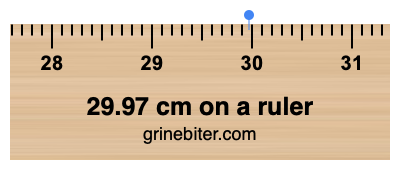 29.97 cm on a ruler Where is 29.97 centimeters on a ruler