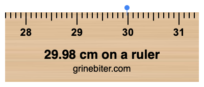 29.98 cm on a ruler Where is 29.98 centimeters on a ruler