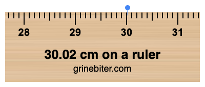 Where is 30.02 centimeters on a ruler