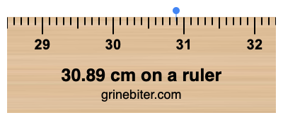 30.89 cm on a ruler Where is 30.89 centimeters on a ruler