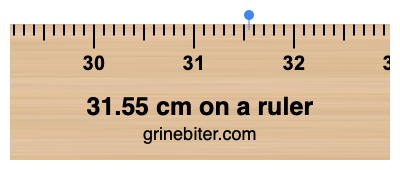 31.55 cm on a ruler Where is 31.55 centimeters on a ruler