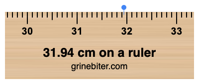 31.94 cm on a ruler Where is 31.94 centimeters on a ruler