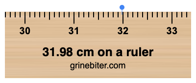 31.98 cm on a ruler Where is 31.98 centimeters on a ruler