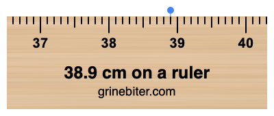 38.9 cm on a ruler Where is 38.9 centimeters on a ruler