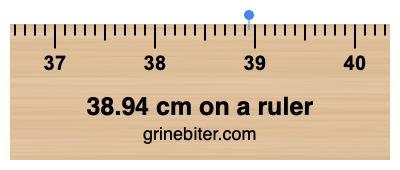 38.94 cm on a ruler Where is 38.94 centimeters on a ruler