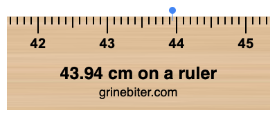 43.94 cm on a ruler Where is 43.94 centimeters on a ruler