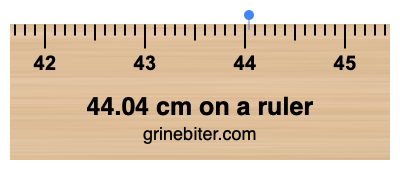 44.04 cm on a ruler Where is 44.04 centimeters on a ruler