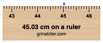 Where is 45.03 centimeters on a ruler