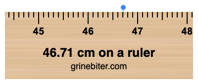 Where is 46.71 centimeters on a ruler