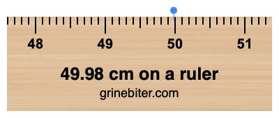 49.98 cm on a ruler Where is 49.98 centimeters on a ruler