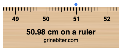 50.98 cm on a ruler Where is 50.98 centimeters on a ruler