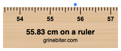 Where is 55.83 centimeters on a ruler