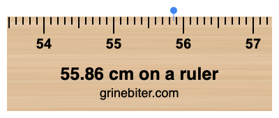 Where is 55.86 centimeters on a ruler