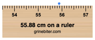 Where is 55.88 centimeters on a ruler