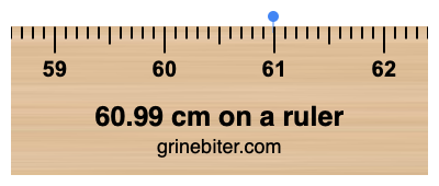 Where is 60.99 centimeters on a ruler