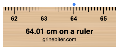 Where is 64.01 centimeters on a ruler