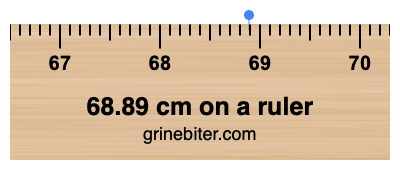68.89 cm on a ruler Where is 68.89 centimeters on a ruler
