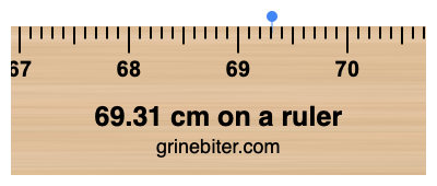 69.31 cm on a ruler Where is 69.31 centimeters on a ruler