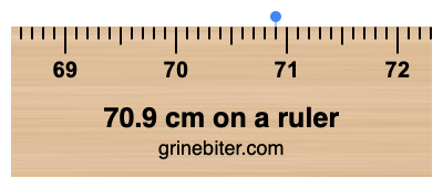 70.9 cm on a ruler Where is 70.9 centimeters on a ruler
