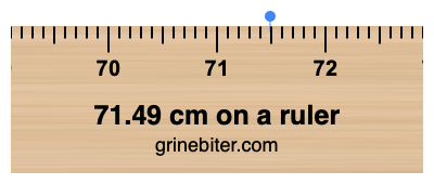 71.49 cm on a ruler Where is 71.49 centimeters on a ruler