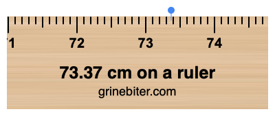 Where is 73.37 centimeters on a ruler