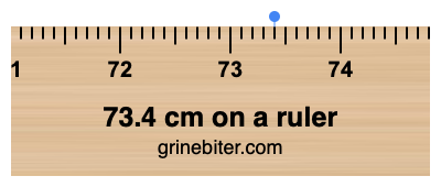 Where is 73.4 centimeters on a ruler