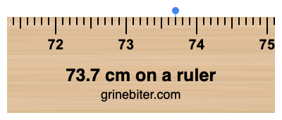 Where is 73.7 centimeters on a ruler