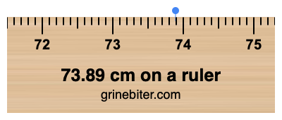 Where is 73.89 centimeters on a ruler
