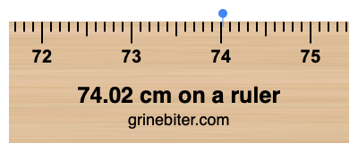 Where is 74.02 centimeters on a ruler