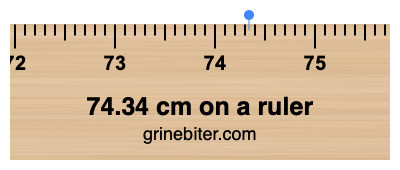 Where is 74.34 centimeters on a ruler