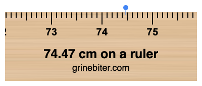 Where is 74.47 centimeters on a ruler