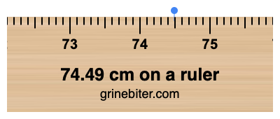 Where is 74.49 centimeters on a ruler