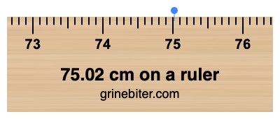 Where is 75.02 centimeters on a ruler