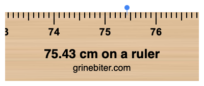 75.43 cm on a ruler Where is 75.43 centimeters on a ruler