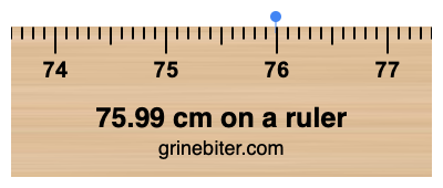 Where is 75.99 centimeters on a ruler