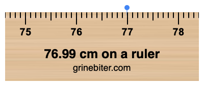 76.99 cm on a ruler Where is 76.99 centimeters on a ruler
