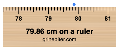 Where is 79.86 centimeters on a ruler