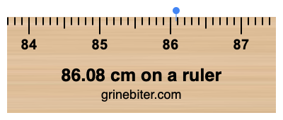 86.08 cm on a ruler Where is 86.08 centimeters on a ruler