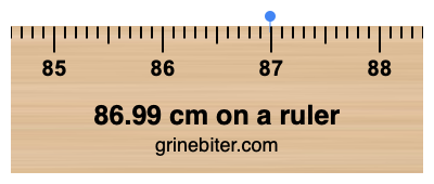 Where is 86.99 centimeters on a ruler