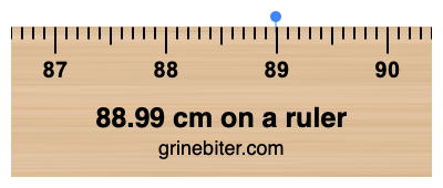 Where is 88.99 centimeters on a ruler
