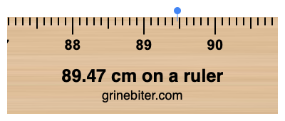 Where is 89.47 centimeters on a ruler