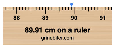 Where is 89.91 centimeters on a ruler